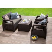 Фото Комплект садовой мебели Keter Corfu II Box Set 1 диван + 2 кресла + 1 стол коричневый 223172