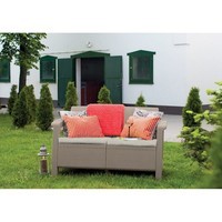 Диван садовый Keter Corfu Love Seat с подушками капучино 227644