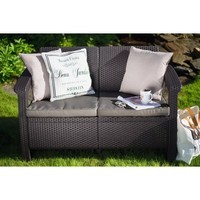 Фото Диван садовый Keter Corfu Love Seat с подушками коричневый 223214