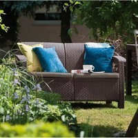 Диван садовый Keter Corfu Love Seat с подушками коричневый 223214