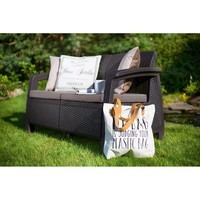 Фото Диван садовый Keter Corfu Love Seat с подушками коричневый 223214