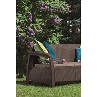 Диван садовый Keter Corfu Love Seat Max с подушками коричневый 223207