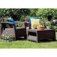 Фото Комплект садовой мебели Keter Corfu II Weekend Set 2 кресла + 1 стол коричневый 223235