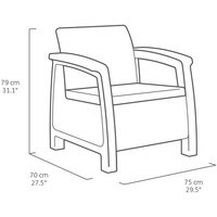 Комплект садовой мебели Keter Corfu II Set 1 диван + 2 кресла + 1 стол графит 223204