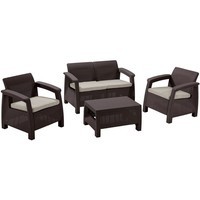 Комплект садовой мебели Keter Corfu II Set 1 диван + 2 кресла + 1 стол коричневый 223201