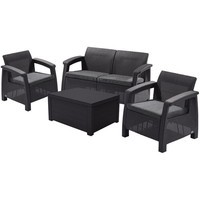 Комплект садовой мебели Keter Corfu II Box Set 1 диван + 2 кресла + 1 стол графит 223174
