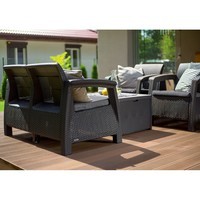 Фото Комплект садовой мебели Keter Corfu II Box Set 1 диван + 2 кресла + 1 стол графит 223174