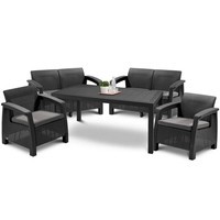 Комплект садовой мебели Keter Corfu Fiesta Set 2 дивана + 2 кресла + 1 стол графит 223216