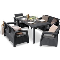 Фото Комплект садовой мебели Keter Corfu Fiesta Set 2 дивана + 2 кресла + 1 стол графит 223216