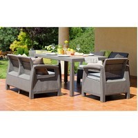 Комплект садовой мебели Keter Corfu Fiesta Set 2 дивана + 2 кресла + 1 стол капучино 227586