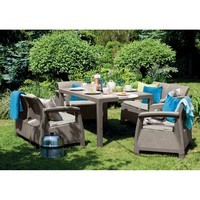 Комплект садовой мебели Keter Corfu Fiesta Set 2 дивана + 2 кресла + 1 стол капучино 227586