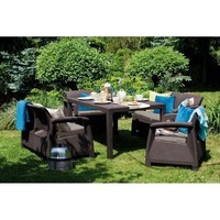 Фото Комплект садовой мебели Keter Corfu Fiesta Set 2 дивана + 2 кресла + 1 стол коричневый 223230