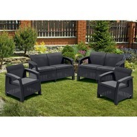 Комплект садовой мебели Keter Corfu Rest Set 2 дивана + 2 кресла графит 241725