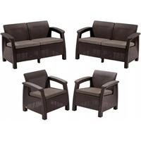 Фото Комплект садовой мебели Keter Corfu Rest Set 2 дивана + 2 кресла коричневый 241724