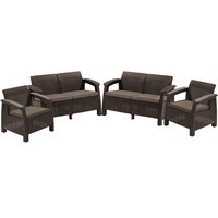 Фото Комплект садовой мебели Keter Corfu Rest Set 2 дивана + 2 кресла коричневый 241724