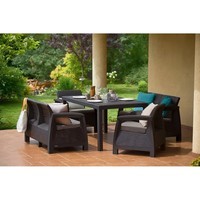 Фото Комплект садовой мебели Keter Bahamas Fiesta 2 дивана + 2 кресла + 1 стол коричневый 233615