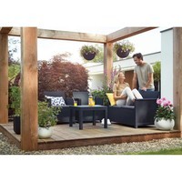 Фото Комплект садовой мебели Keter Elodie 2 seater sofa set (Chicago table) 1 диван + 2 кресла + 1 стол графит 246158