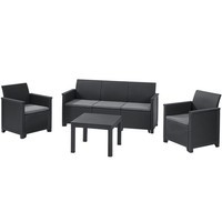 Фото Комплект садовой мебели Keter Elodie 5 seater set (Chicago table) 1 диван + 2 кресла + 1 стол графит 246150
