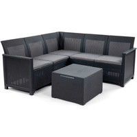 Фото Комплект садовой мебели Keter Elodie 5 seater Corner угловой диван + стол графит 254097
