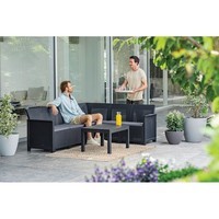 Фото Комплект садовой мебели Keter Elodie 6 seater Corner угловой диван + стол графит 249586