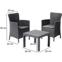 Комплект садовой мебели Keter Salvador balcony set 2 кресла + 1 стол графит 221307