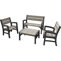 Фото Комплект садовой мебели Keter Montero bench set скамья + 2 кресла + стол графит 233152