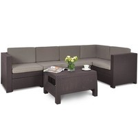 Комплект садовой мебели Keter Provence set with coffee table угловой диван + стол коричневый 227777